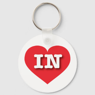 Indiana Red Heart - I love IN Keychain