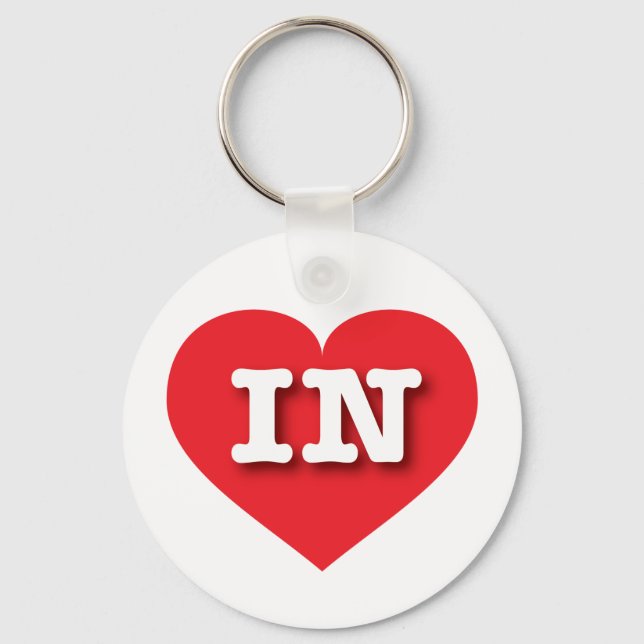 Indiana Red Heart - I love IN Keychain (Front)