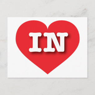 Indiana Red Heart - I love IN Postcard