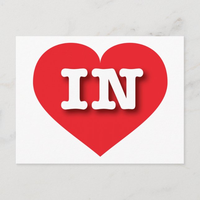 Indiana Red Heart - I love IN Postcard (Front)