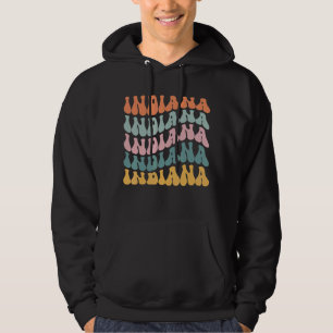 Indiana Retro Groovy America US State Vintage 70s Hoodie