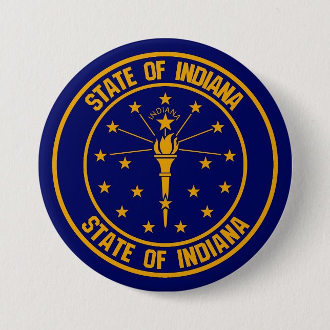 Indiana Round Emblem 3 Inch Round Button (Front)