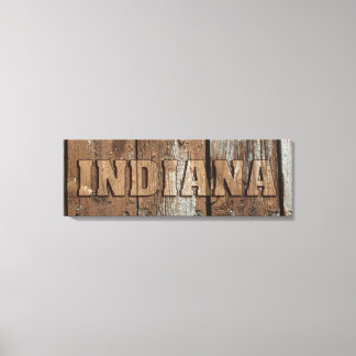 Indiana rustic wood wall canvas sign