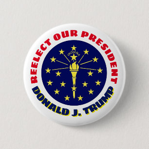 Indiana says: Re-elect our President 2 Inch Round Button
