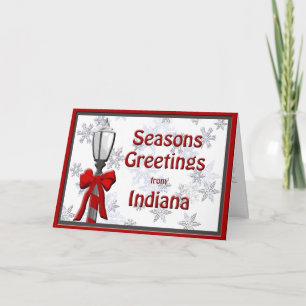 Indiana Seasons Greetings Lamp Snowflake Holiday Card