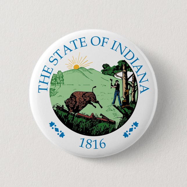 Indiana sign 2 inch round button (Front)