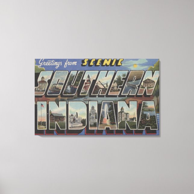 Indiana (Southern) - Large Letter Scenes Canvas Print (Front)