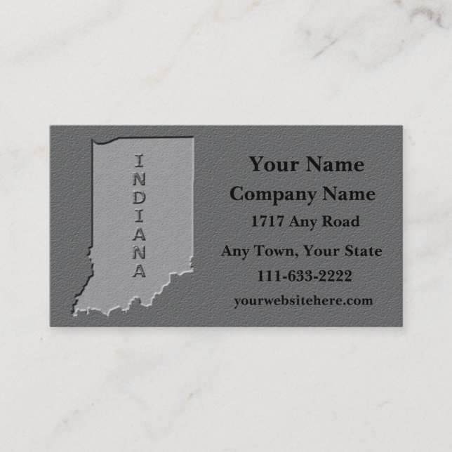 Indiana State Business card   carved stone look (Front)