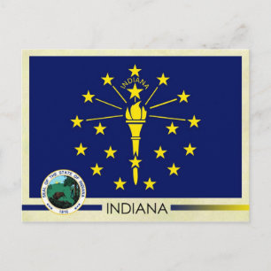 Indiana State Flag and Seal Postcard