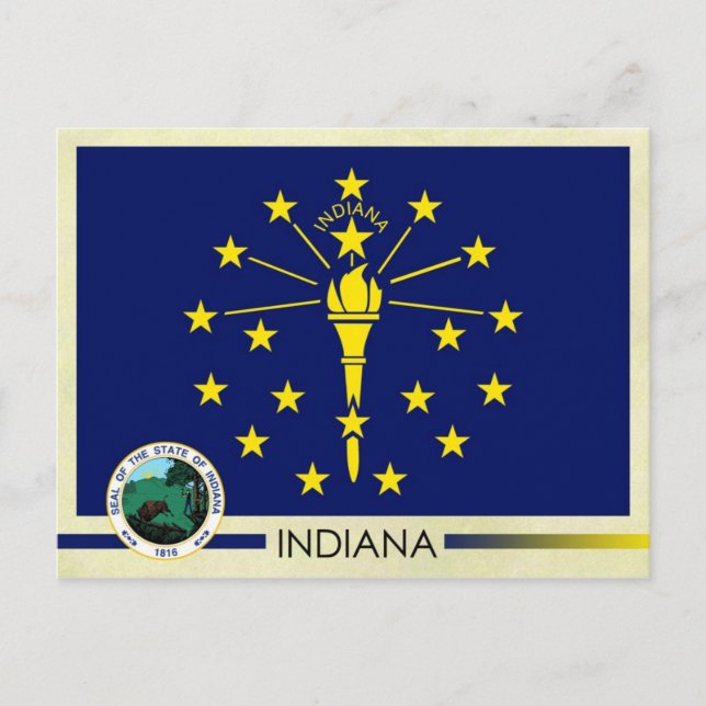 Indiana State Flag and Seal Postcard (Front)