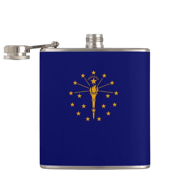 Indiana State Flag Design Hip Flask (Opened)