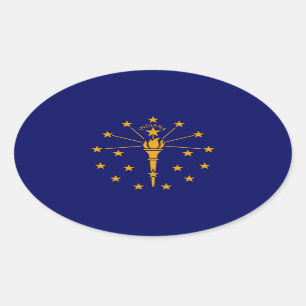 Indiana State Flag Design Oval Sticker