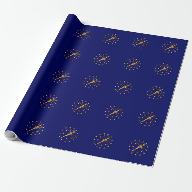 Indiana State Flag Design Wrapping Paper (Unrolled)