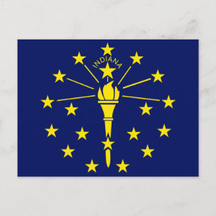 Indiana State Flag of Blue & Gold Torch & Stars Postcard