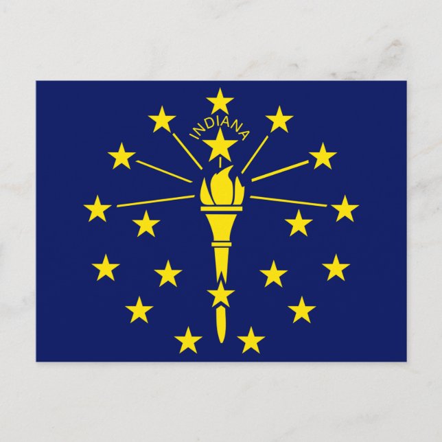 Indiana State Flag of Blue & Gold Torch & Stars Postcard (Front)