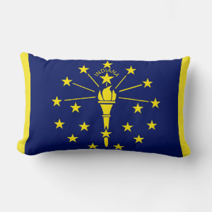 Indiana State Flag Print Patriotic Lumbar Pillow