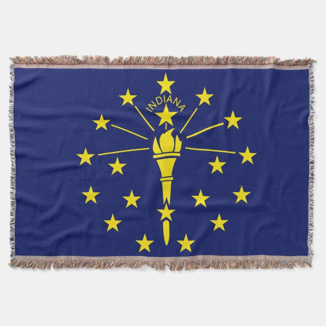 Indiana State Flag Print Patriotic Throw Blanket (Front)