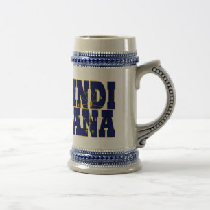 Indiana state flag text beer stein