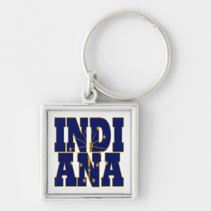 Indiana state flag text keychain
