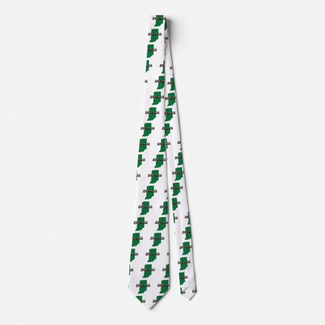 Indiana State Map Green Outline & Photo Text Tie (Front)