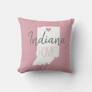 Indiana state map love home throw pillow