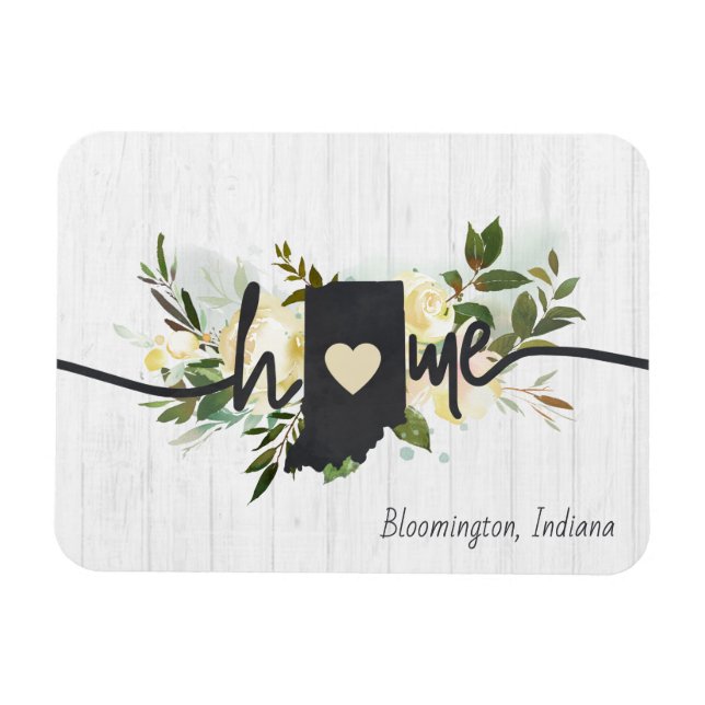 Indiana State Personalized Your Home City Rustic Magnet (Horizontal)