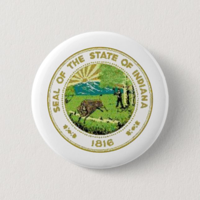Indiana State Seal 2 Inch Round Button (Front)