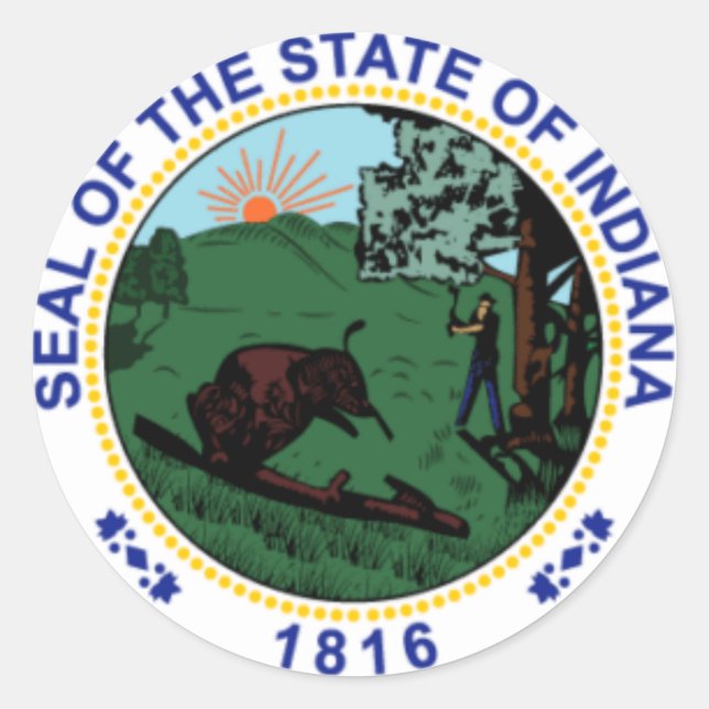 Indiana State Seal Stickers (Front)