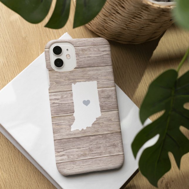 Indiana State Silhouette Rustic Wood Look Case-Mate iPhone Case (Creator Uploaded)