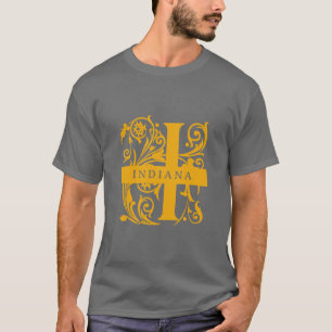 Indiana State Split Letter Monogram T-Shirt