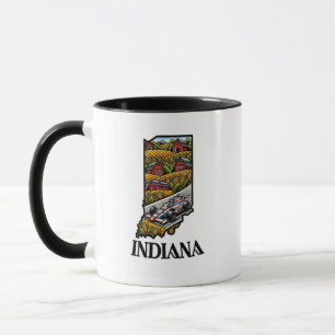 Indiana State Tattoo Style Cornfields & Barns Mug