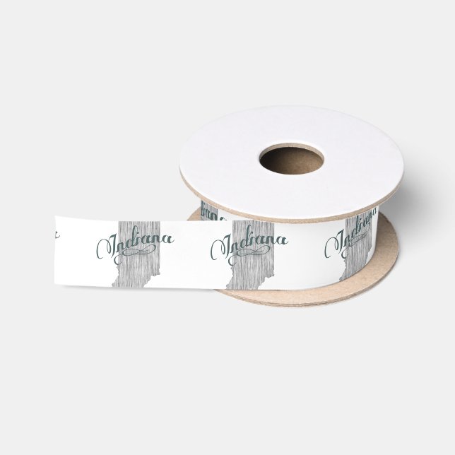 Indiana State Typography Satin Ribbon (Spool)