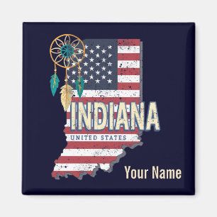 Indiana State United States Retro Map Vintage USA Magnet