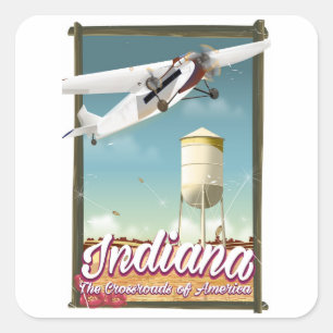 Indiana State vintage flight poster Square Sticker