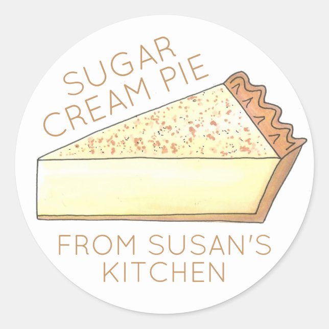 Indiana Sugar Cream Pie Homemade Baked Made By Classic Round Sticker (Front)
