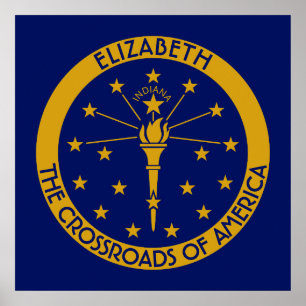 Indiana The Hoosier State Personalized Flag Poster