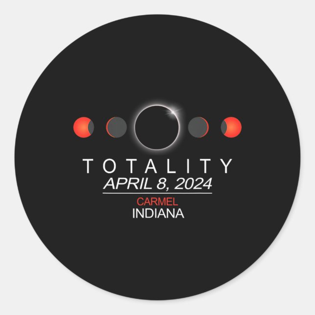 Indiana Total Solar Eclipse 2024  Classic Round Sticker (Front)