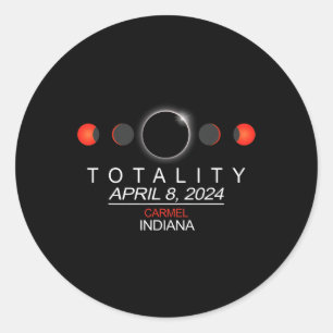 Indiana Total Solar Eclipse 2024  Classic Round Sticker