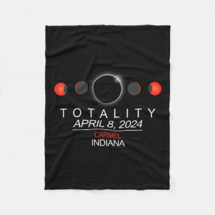 Indiana Total Solar Eclipse 2024 Fleece Blanket