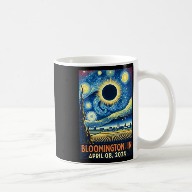 Indiana Total Solar Eclipse 2024 Starry Night  Coffee Mug (Right)