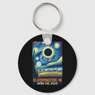 Indiana Total Solar Eclipse 2024 Starry Night  Keychain