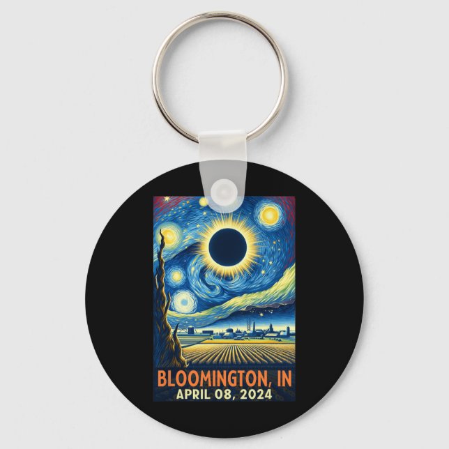 Indiana Total Solar Eclipse 2024 Starry Night  Keychain (Front)
