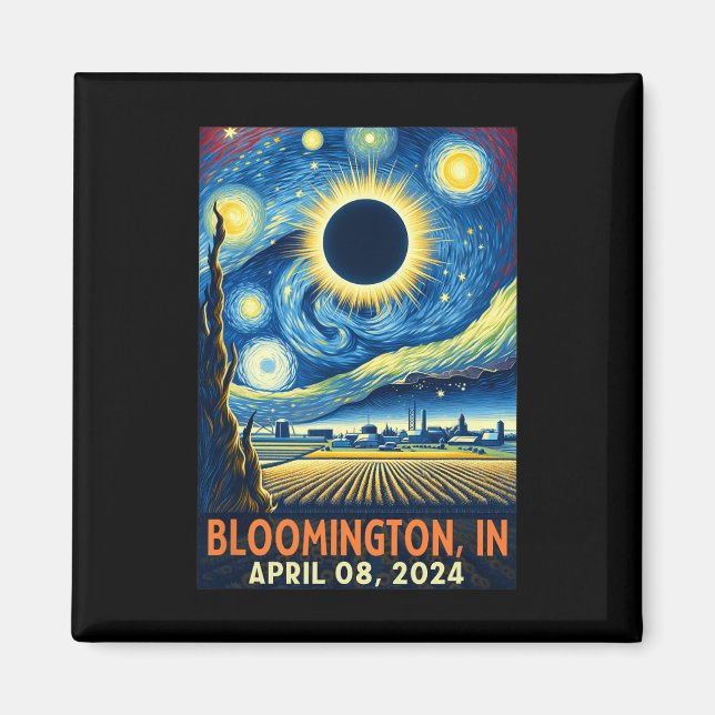 Indiana Total Solar Eclipse 2024 Starry Night  Magnet (Front)