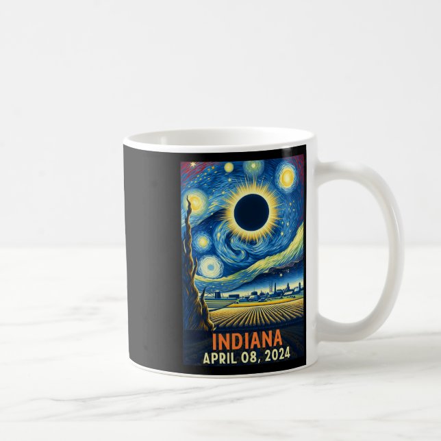 Indiana Total Solar Eclipse 2024 Starry Night Van  Coffee Mug (Right)