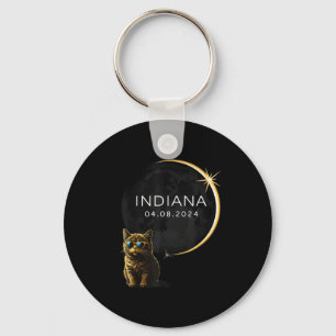 Indiana Total Solar Eclipse Cat Keychain