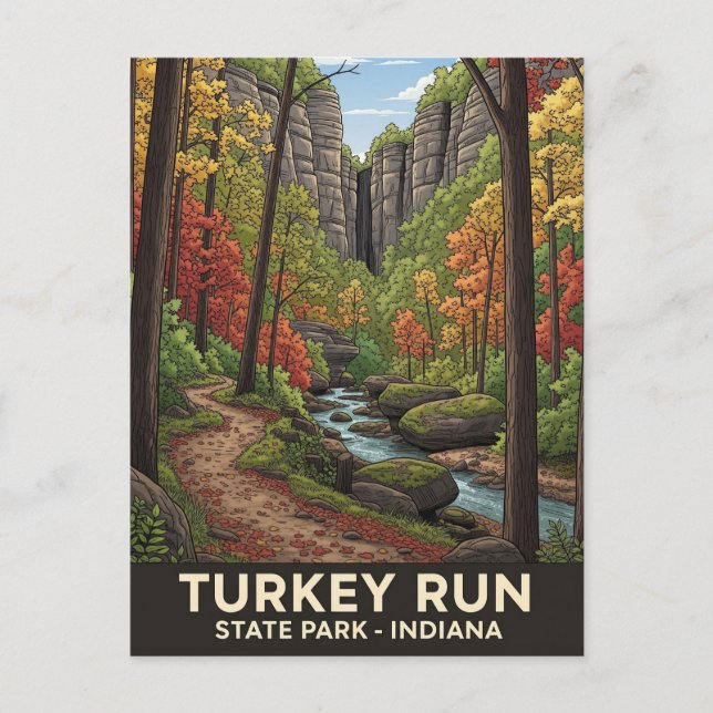 Indiana Turkey Run State Park Travel Postcard (Front)