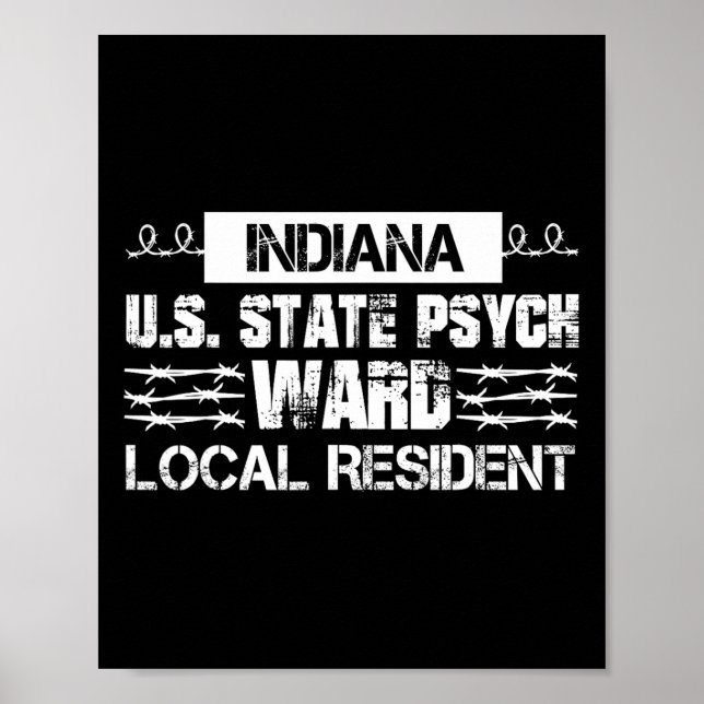 Indiana U.S. Inmate Psych Ward County State Jail H Poster (Front)