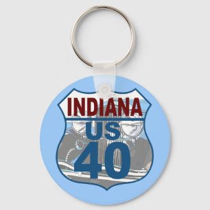 Indiana US Route 40 - Duesenberg Keychain