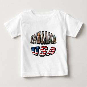 Indiana USA Flag & State Photo Text Baby T-Shirt