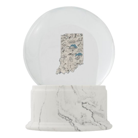 Indiana Vintage Picture Map Snow Globe